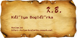 Kólya Boglárka névjegykártya