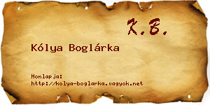 Kólya Boglárka névjegykártya